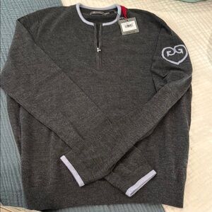 G/FORE Women’s Cashmere Charcoal Gray Quarter-Zip Pullover Sweater NWT Size L